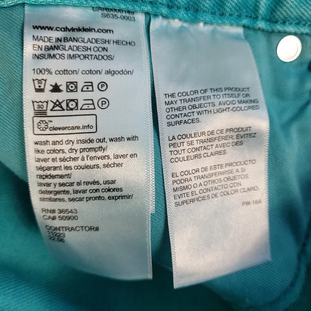Calvin Klein Jeans Men's 30 x 29* Green Aqua Relaxed Fit 100% Cotton Denim‎ NEW